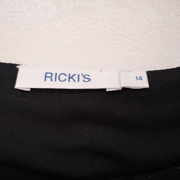 Ricki's Ladies Size 14 Black with Purple & Grey Flower Pattern Tunic - Picture 3 of 11